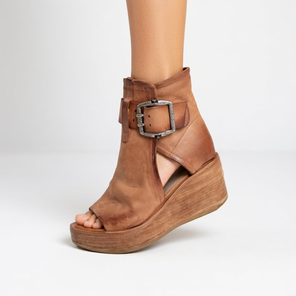 Sofía | Botines Abiertos con Cuña de Diseño Moderno