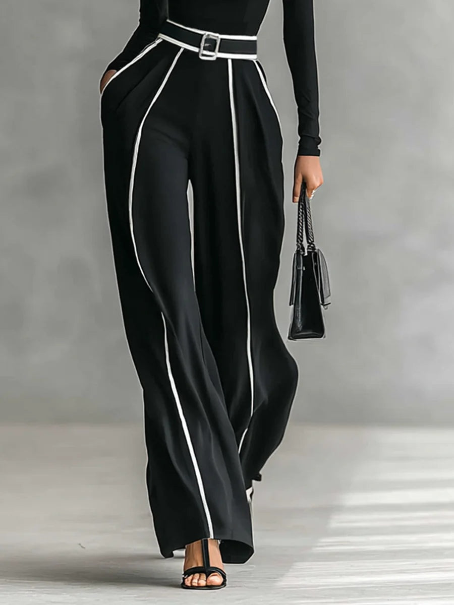 Emma - Elegante conjunto de dos piezas con cuello alto y pantalón ancho