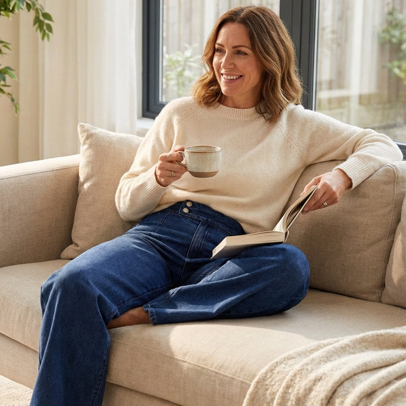 Jeans Mujer Cintura Alta Pierna Ancha