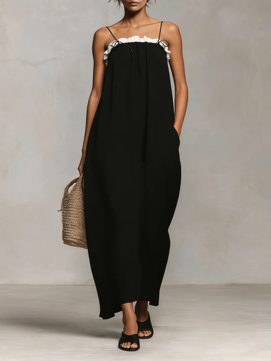 Mirelle™ | Vestido Maxi con Bloques de Colores y Tirantes de Espagueti