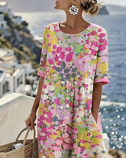 Elena | Vestido midi floral suelto y ligero