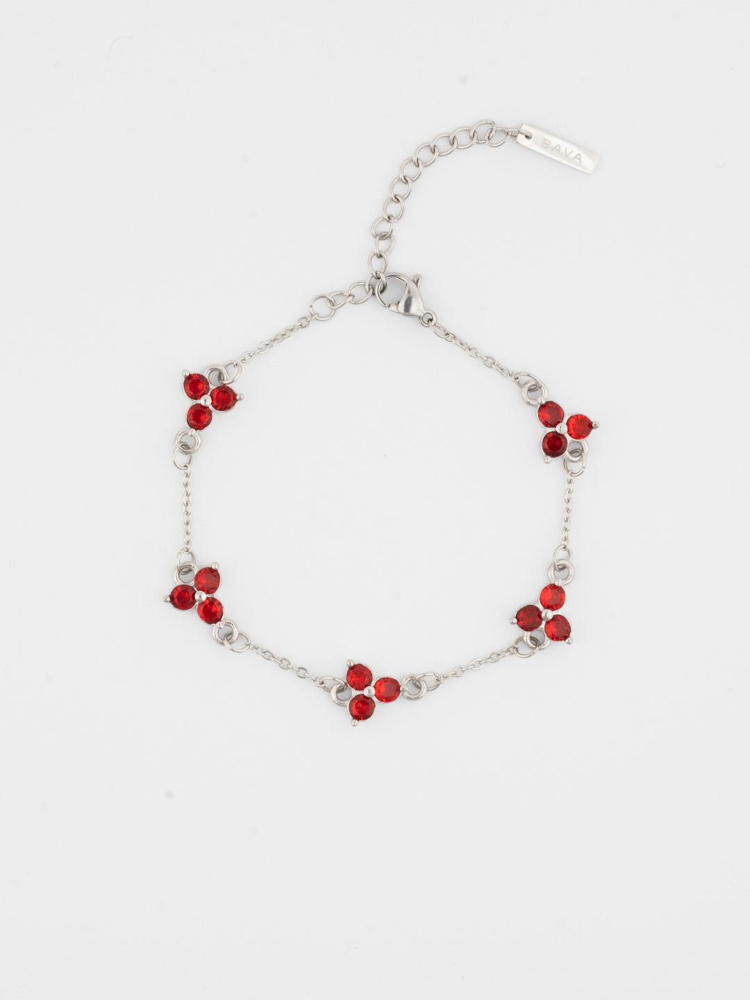 PULSERA DE TRÉBOL ROJO | Plata