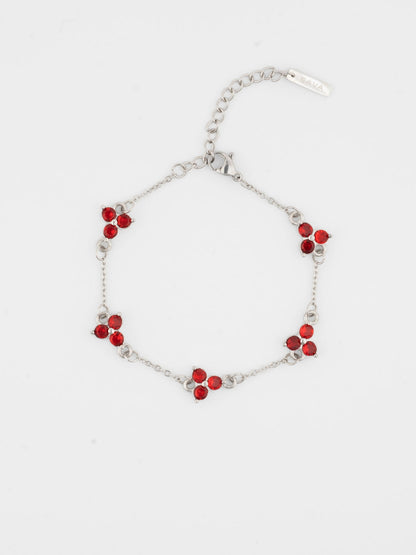 PULSERA DE TRÉBOL ROJO | Plata