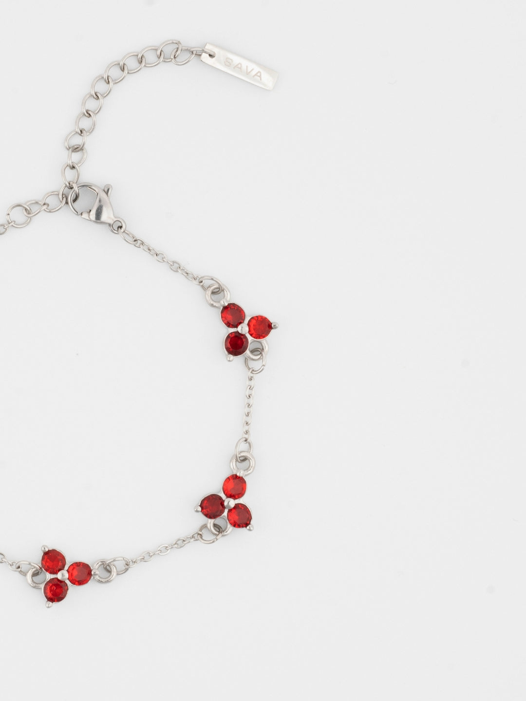 PULSERA DE TRÉBOL ROJO | Plata