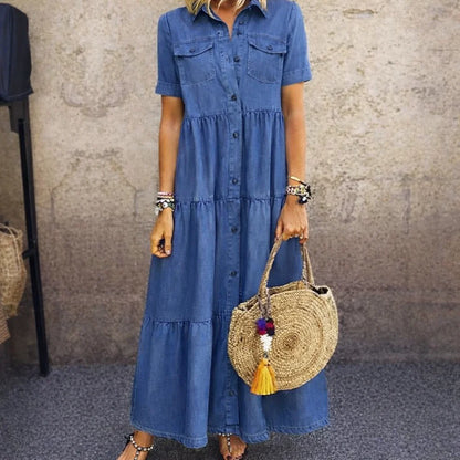 Leonor | Vestido denim clásico de botones frontales