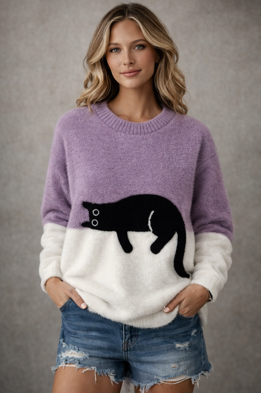 Luna |Jersey de algodón con estampado de gatos