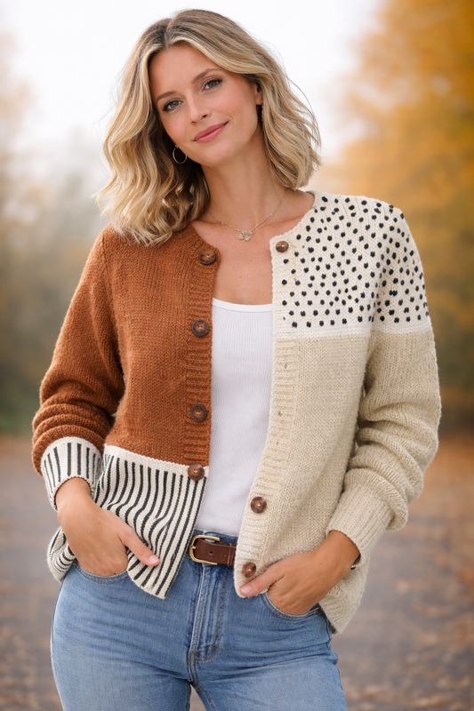 Lisa - Chaleco de Punto Vintage con estampado de lunares