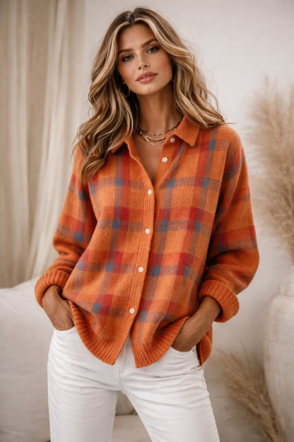 Alicia | Cardigan de cuadros suave