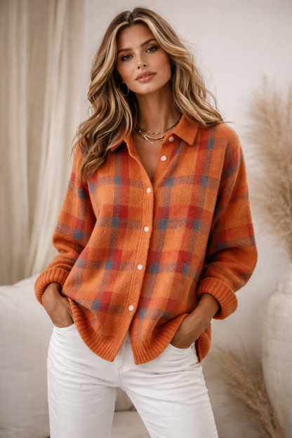 Alicia | Cardigan de cuadros suave