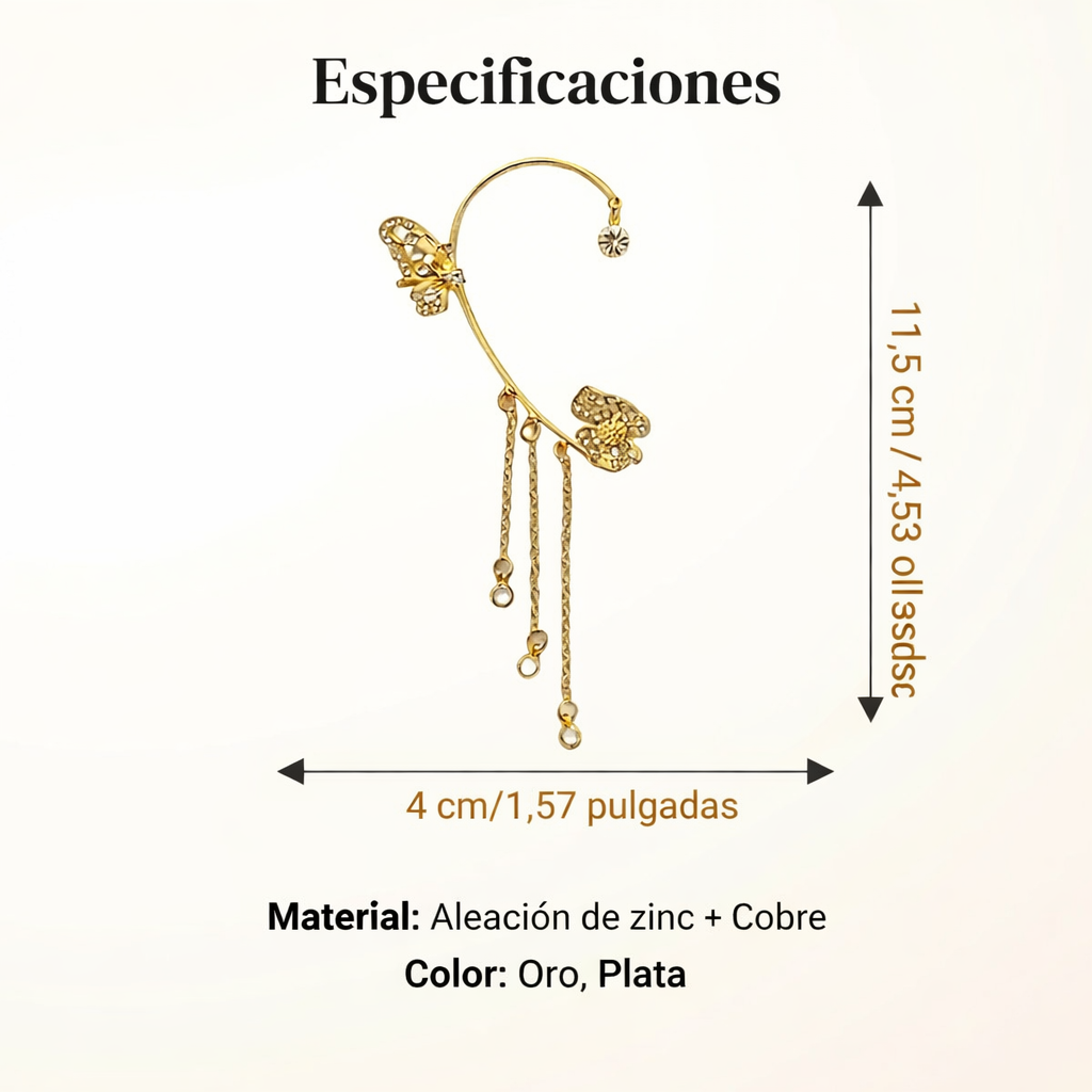 Pendientes Clip Mariposa y Flor con Borlas (Sin perforación) – Edición San Valentín 💕