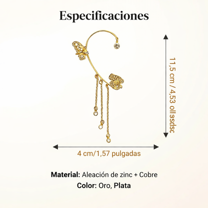 Pendientes Clip Mariposa y Flor con Borlas (Sin perforación) – Edición San Valentín 💕