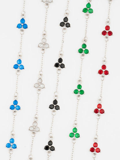 PULSERA DE TRÉBOL ROJO | Plata