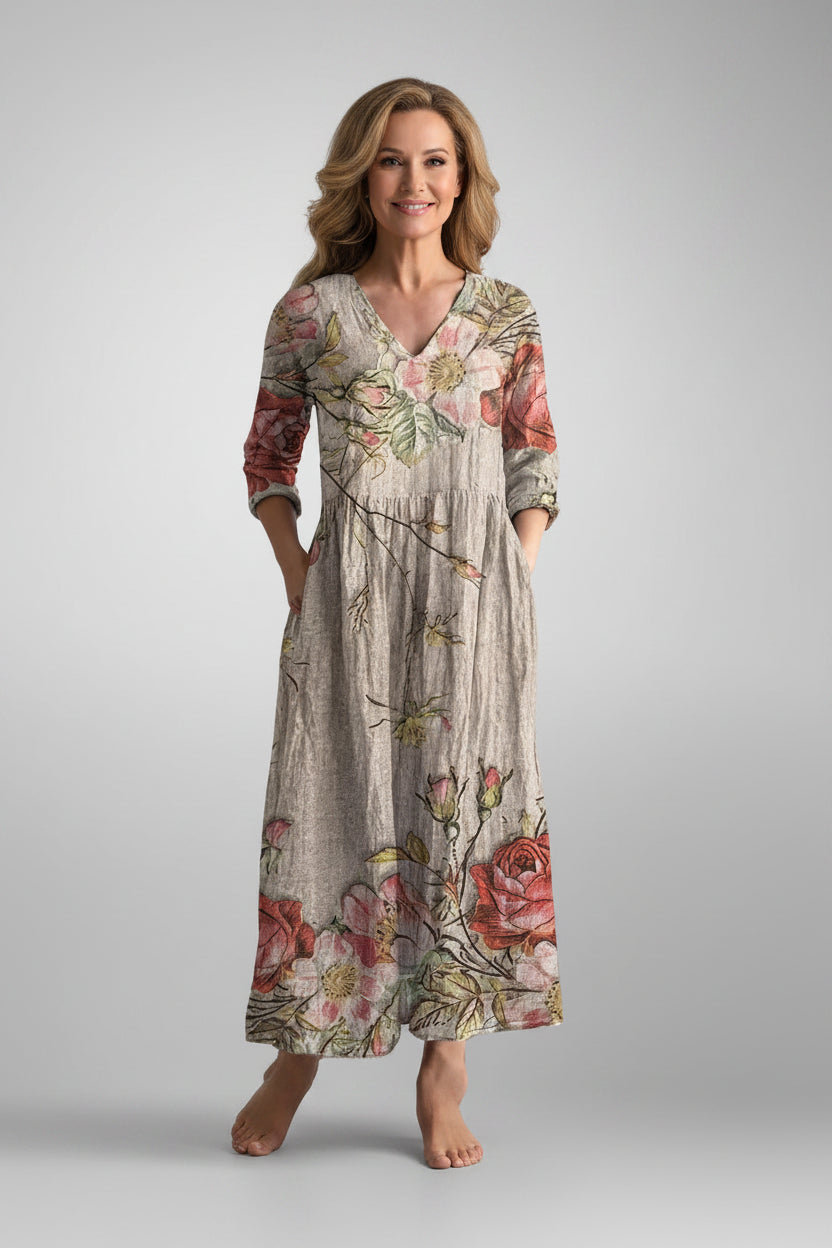 Yulya™ | Elegante Vestido Midi con Estampado Floral