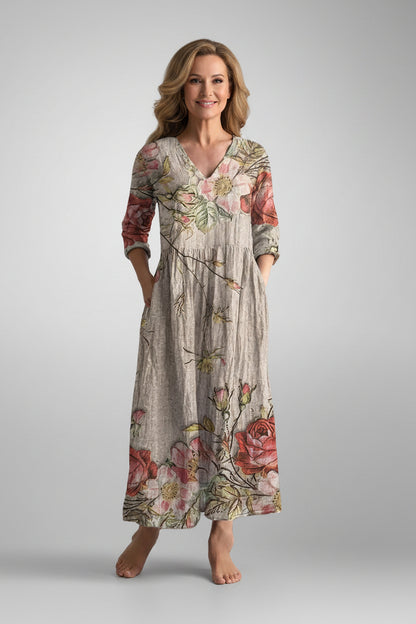 Yulya™ | Elegante Vestido Midi con Estampado Floral