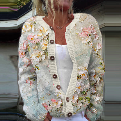 Sarah - Chaleco de punto vintage con estampado floral