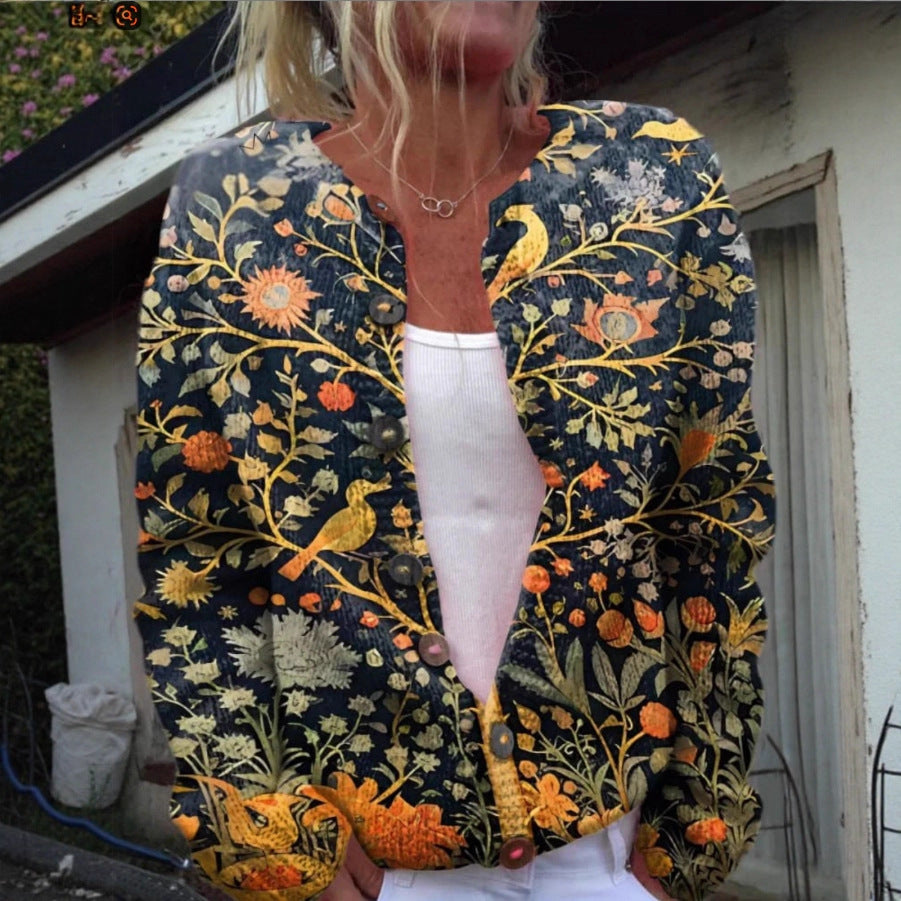 Sarah - Chaleco de punto vintage con estampado floral