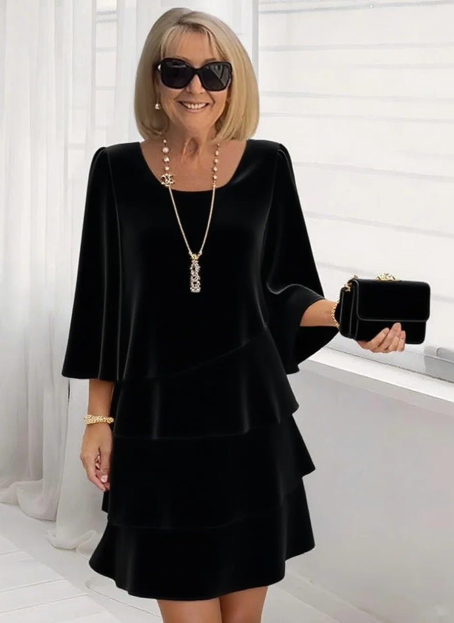 Marga – Vestido midi elegante con volantes