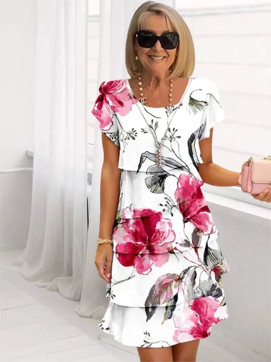 Elena – Vestido elegante fluido con volantes