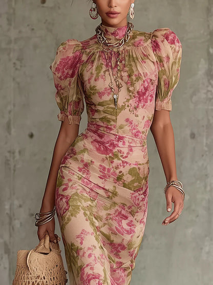 Rosalie™ | Vestido maxi con estampado de rosas vintage