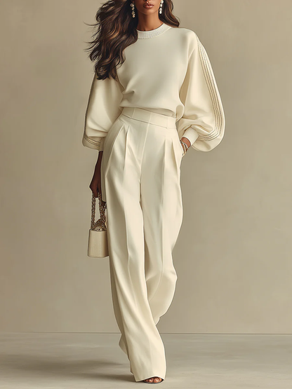 Selena – Conjunto acanalado con pantalón ancho