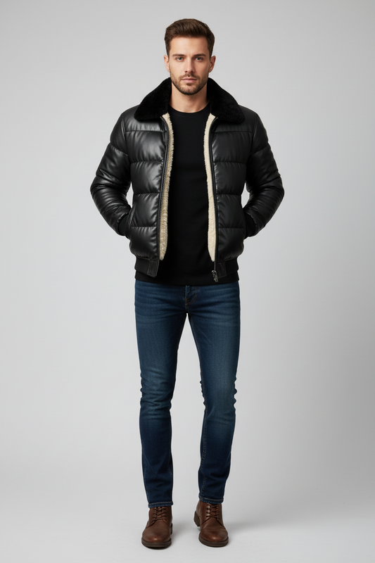Sevilla | Chaqueta de Cuero con Forro Sherpa