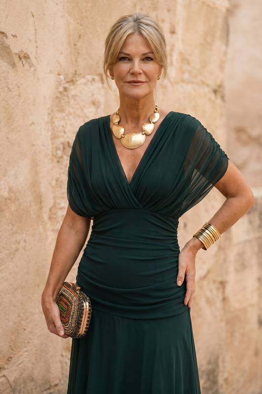 Vestido maxi elegante para fiesta con escote en corazón