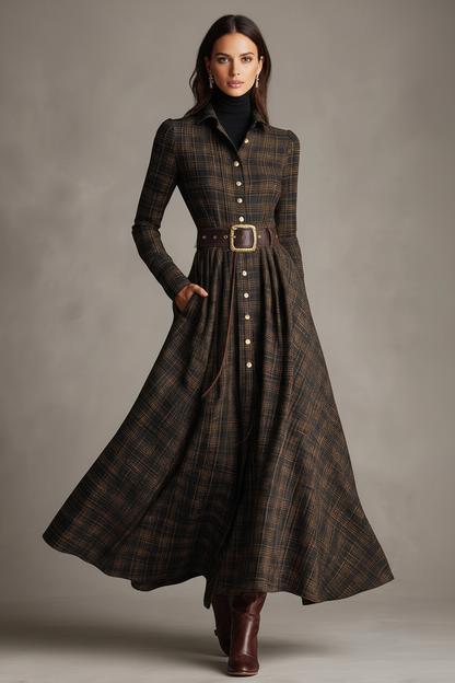 Guti | Vestido Largo de Camisa a Cuadros